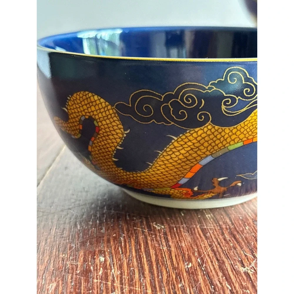 Williams Sonoma Blue Dragon Cherry Blossom Pagoda Porcelain Bowls Set of 2